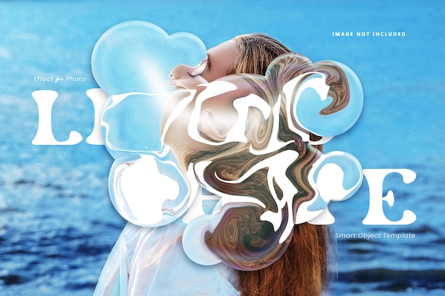 PSD liquid bubble shape distortion photo effect