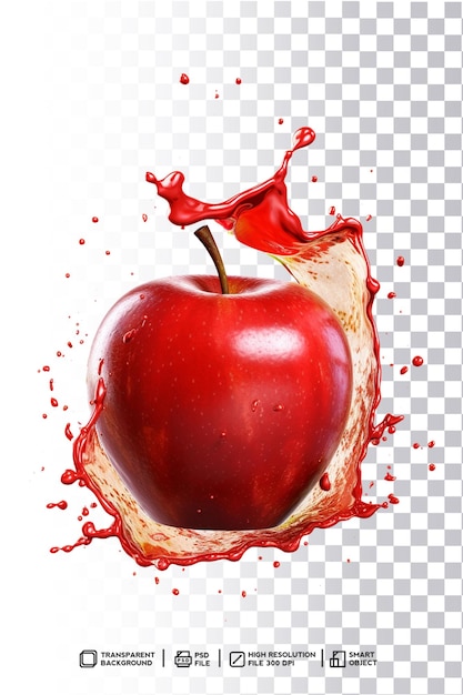 PSD liquid burst apple splash psd per opere d'arte creative in sfondo trasparente