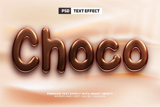 PSD mockup di stile effetto testo modificabile 3d caramelle al caffè al cioccolato liquido