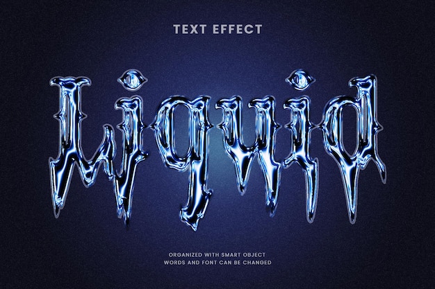 Liquid chrome style editable text effect futuristic urban typography