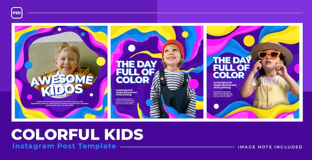 Liquid colorful kids social media template