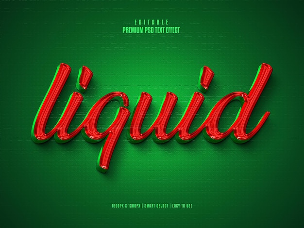 Liquid editable premium 3d psd text effect