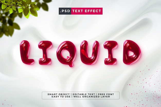 PSD liquid editable text effect concept white background