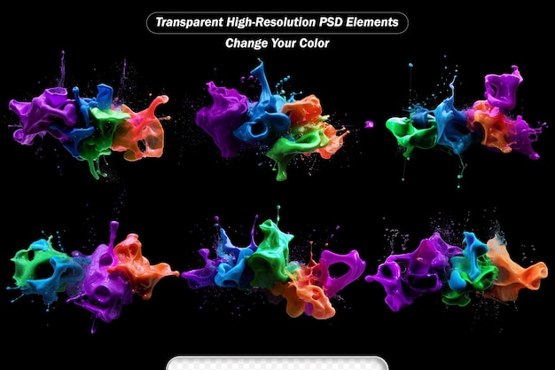 PSD liquid explosion on black 3d illustration