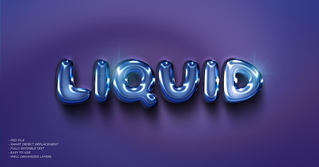 PSD liquid glossy text editable 3d style font effect