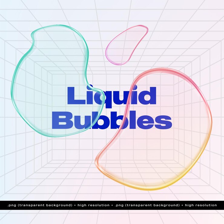 PSD liquid gradient bubbles 고립된 투명한 배경 png 그래픽 요소