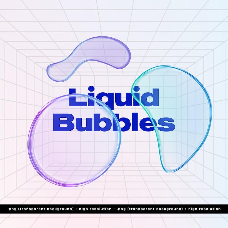 PSD liquid gradient bubbles 고립된 투명한 배경 png 그래픽 요소