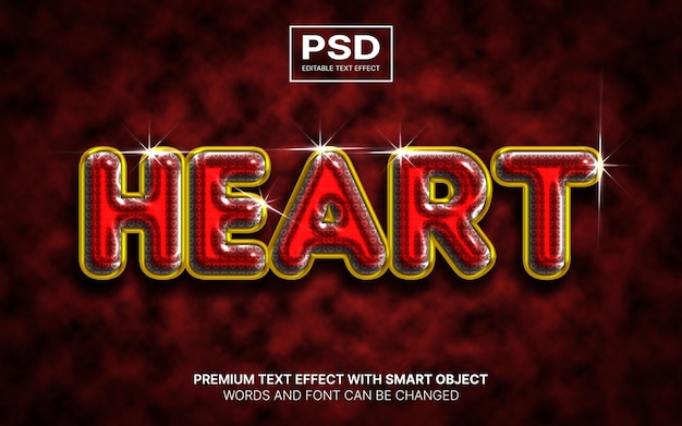 PSD liquid heart 3d editable text effect