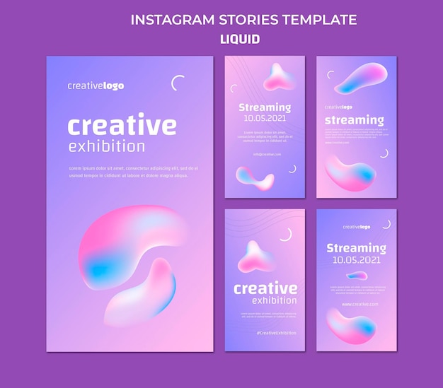 PSD storie di instagram liquide