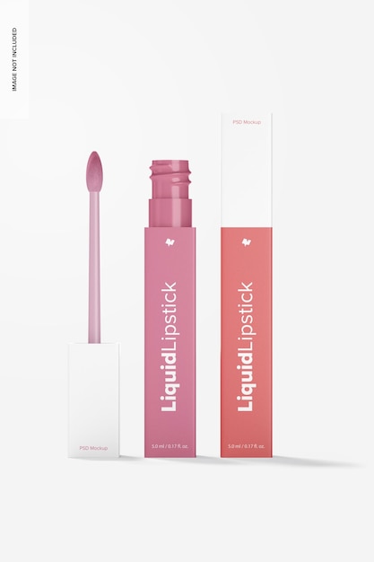 Liquid lipstick tubes mockup, opened and closed