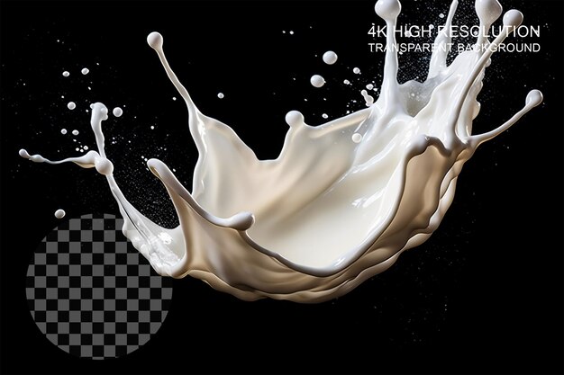 Liquid milk splash yogurt flying on transparent background