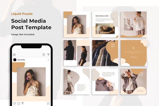 Liquid pastel brown fashion social media banner instagram templates