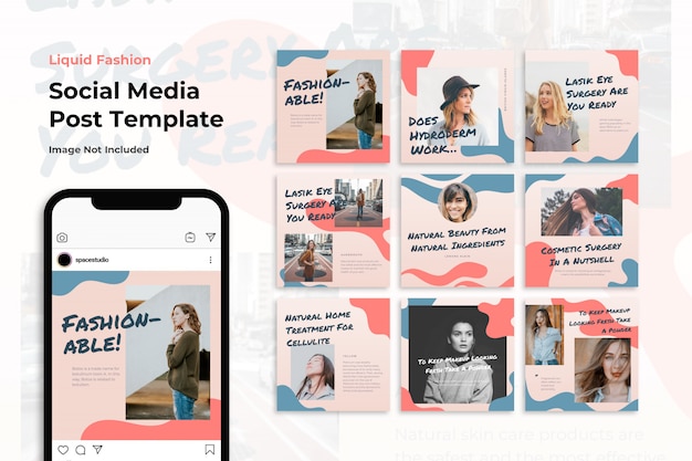 Modelli di instagram di moda pastello liquido social media banner