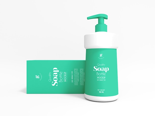 Liquid soap dispenser bottle packaging mockup