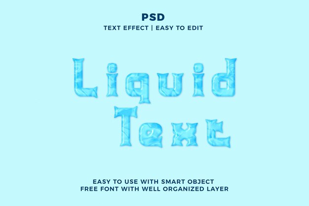 Liquid text 3d editable photoshop text effect style psd with background
