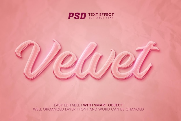 PSD 液体ベルベットの編集可能なテキスト効果のモックアップテンプレート premium psd