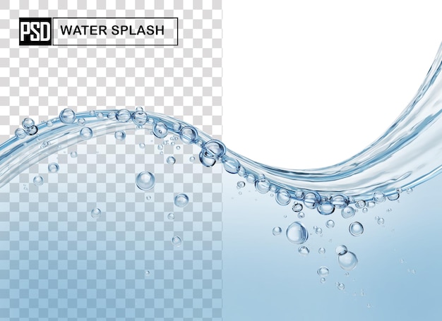 Liquid water splash with bubble transparent background