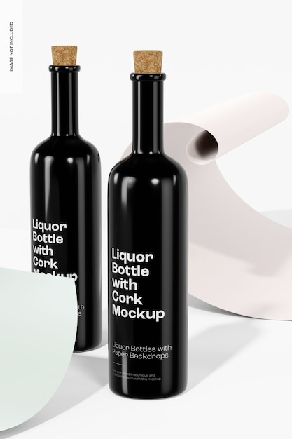 Liquor bottles with cork mockup mockup