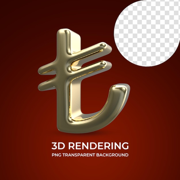 PSD simbolo di valuta lira 3d rendering isolato sfondo trasparente