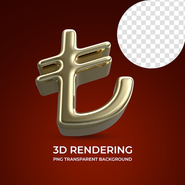 PSD lira currency symbol 3d rendering isolated transparent background