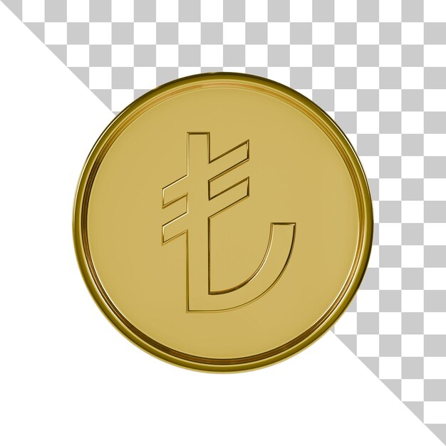 PSD lira gold coin 3d icon