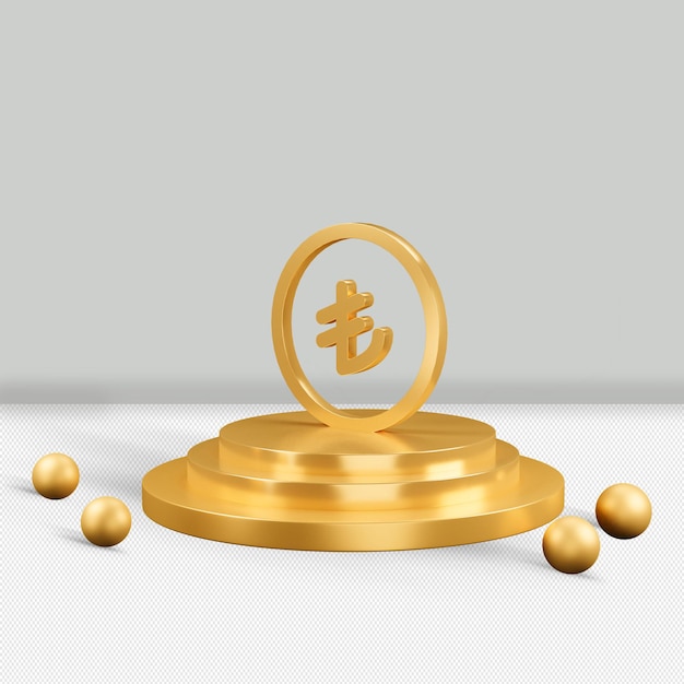 PSD lira gold icon isolated 3d render