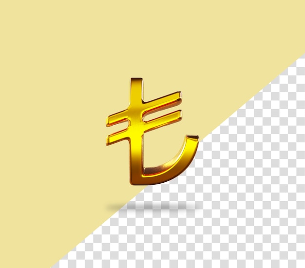 Lira segno dorato rendering 3d icon