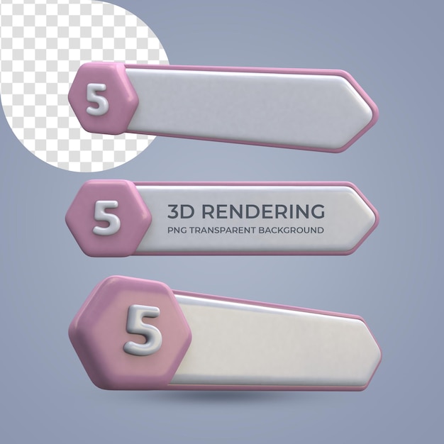 To do list banner number 5 3d rendering isolated transparent background