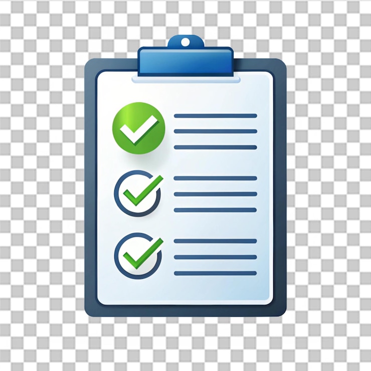 PSD to do list check mark daily examination document icon isolated on transparent background