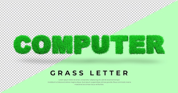 PSD list komputerowy z projektem trawy 3d