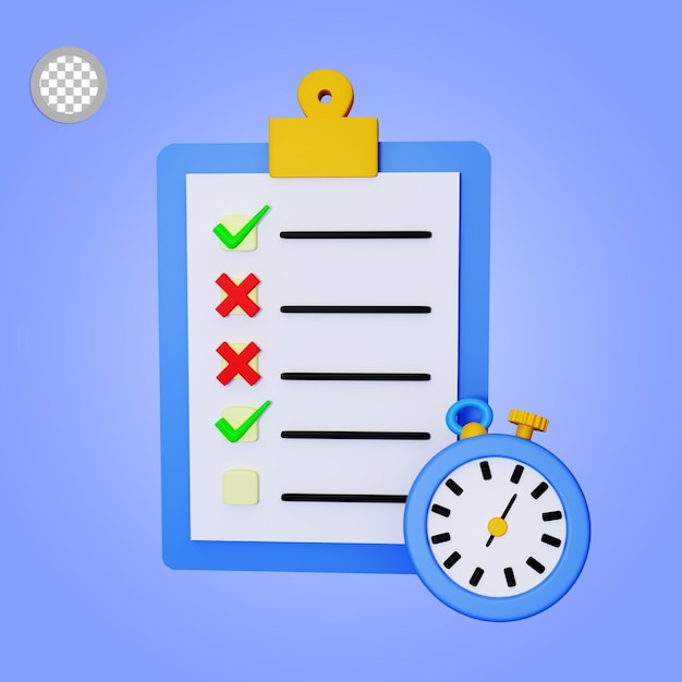 PSD to-do list with timer 3d render