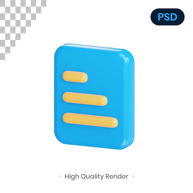 Lista ilustracji renderowania 3D Premium Psd