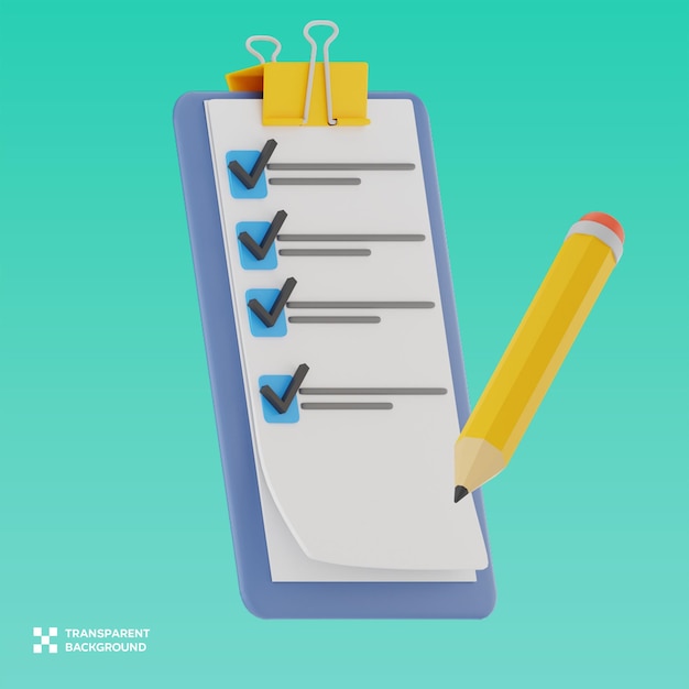 Lista kontrolna PSD ilustracja 3D