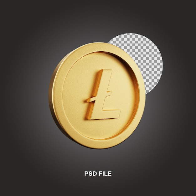 Lite coin left angle 3d illustration rendering 3d icon editable isolated