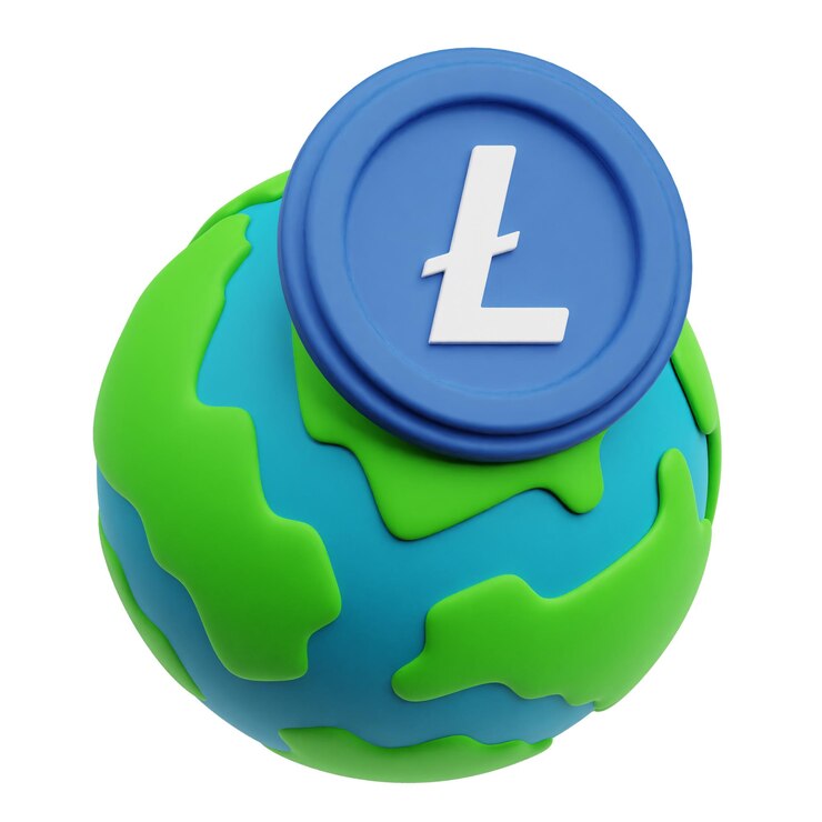 PSD litecoin crypto 3d icon isolated on the white background