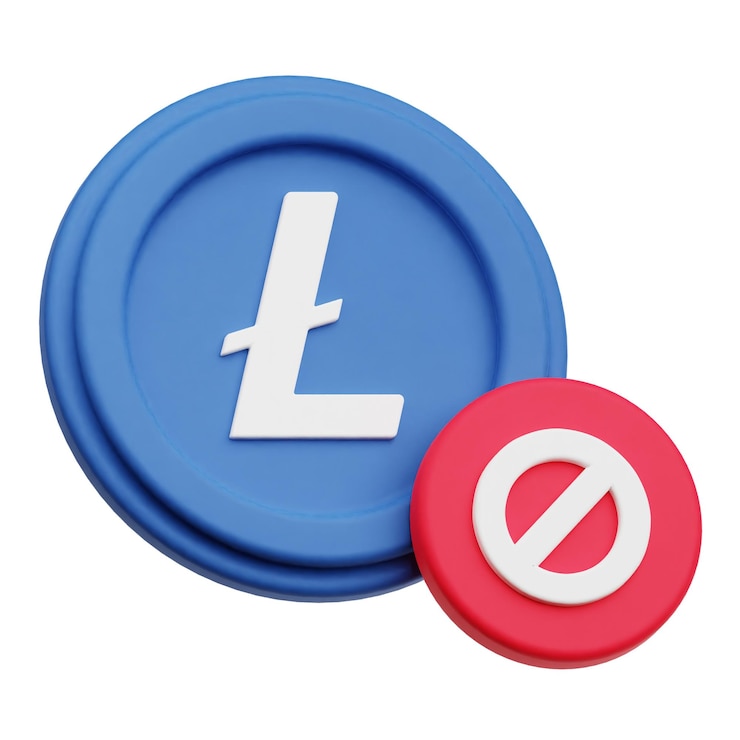 PSD litecoin crypto 3d icon isolated on the white background