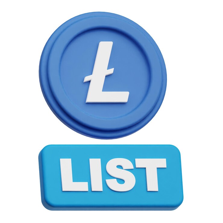 PSD litecoin crypto 3d icon isolated on the white background
