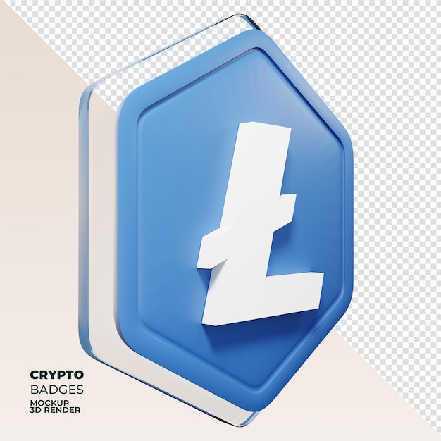 PSD litecoin ltc badge left view 3d rendering coin