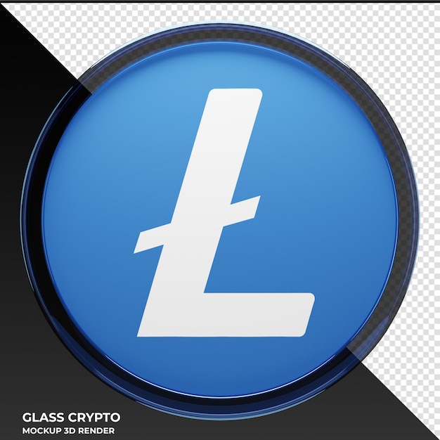 PSD litecoin ltc glass crypto coin ilustracja 3d