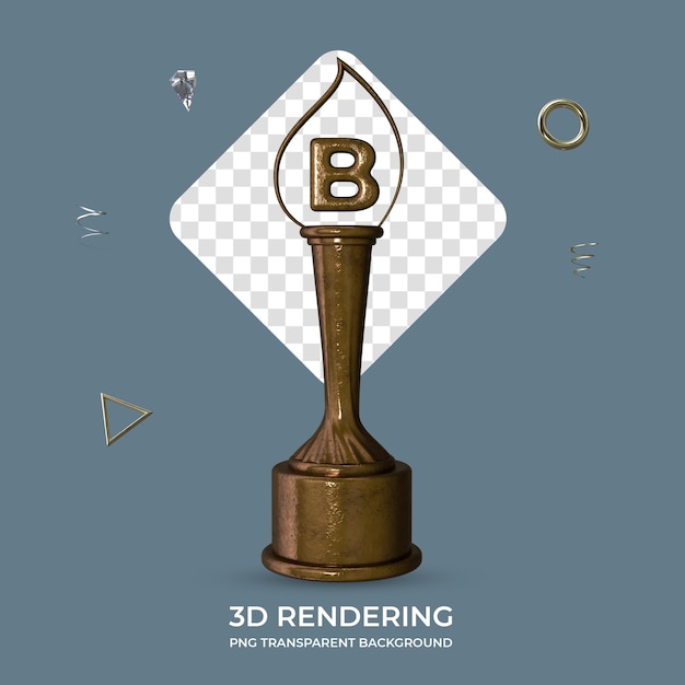 PSD litera b brąz trofeum renderowania 3d przezroczyste tło