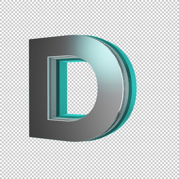 Litera D renderowania 3d