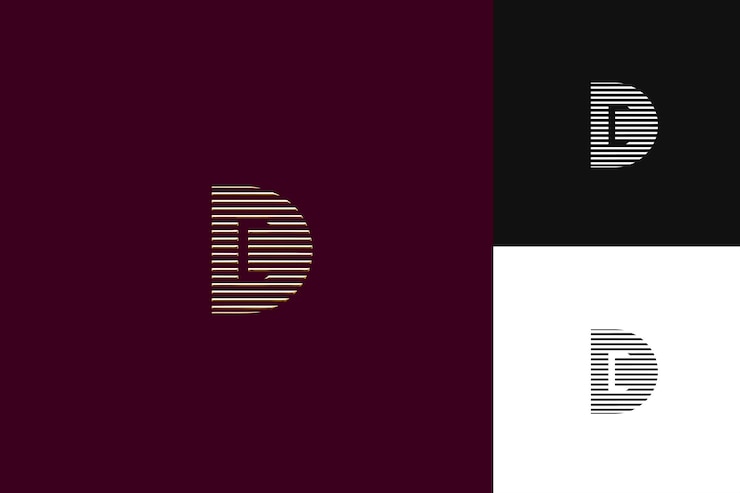 PSD litera d z typograficznym stylem projektowania logo w kształcie litery d w ilustracji logo wektorowe