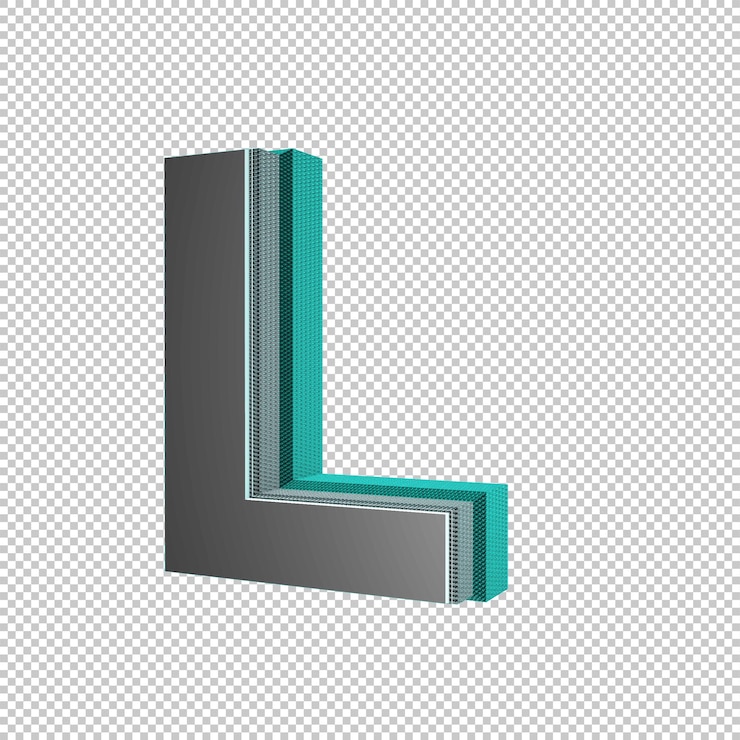 PSD litera l renderowania 3d