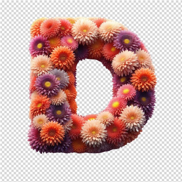 PSD literę w kształcie litery z kwiatami i literą p