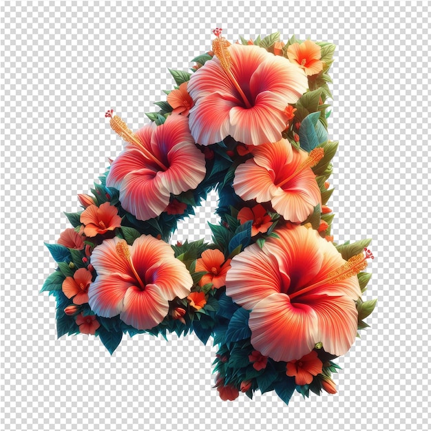 PSD litery s wykonane z kwiatów są wyświetlane z przezroczystym tłem