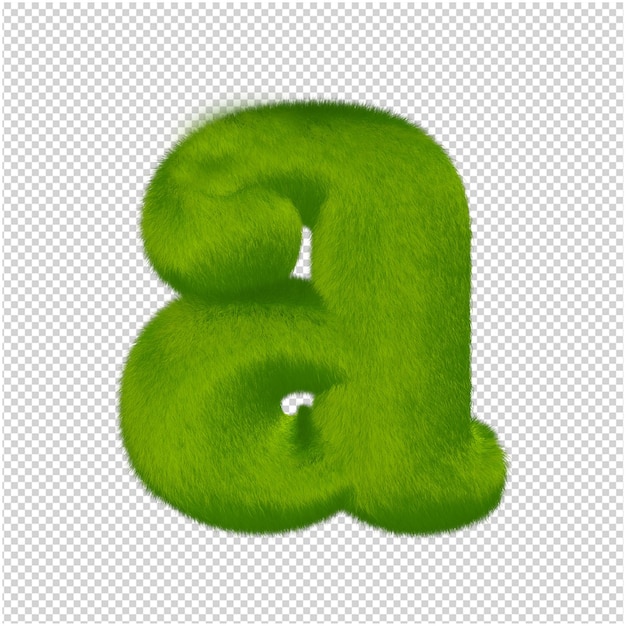 PSD litery wykonane są z zielonej trawy. 3d litera a