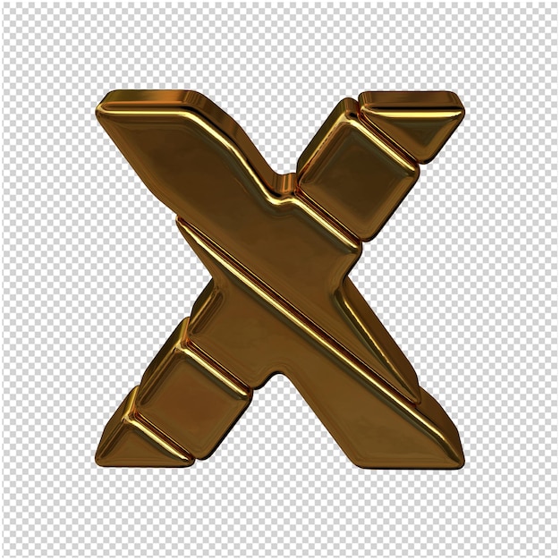 PSD litery wykonane ze sztabek złota. 3d litera x