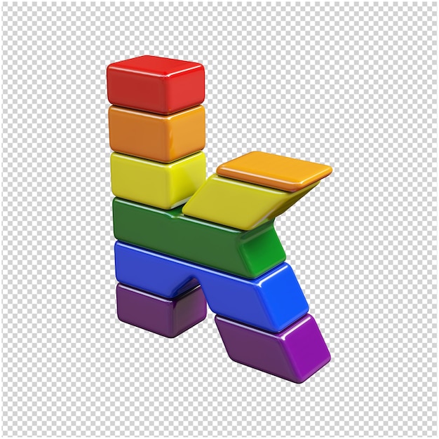 Litery Z Kolorów Flagi Lgbt Zwrócone Są W Lewo. 3d Litera K