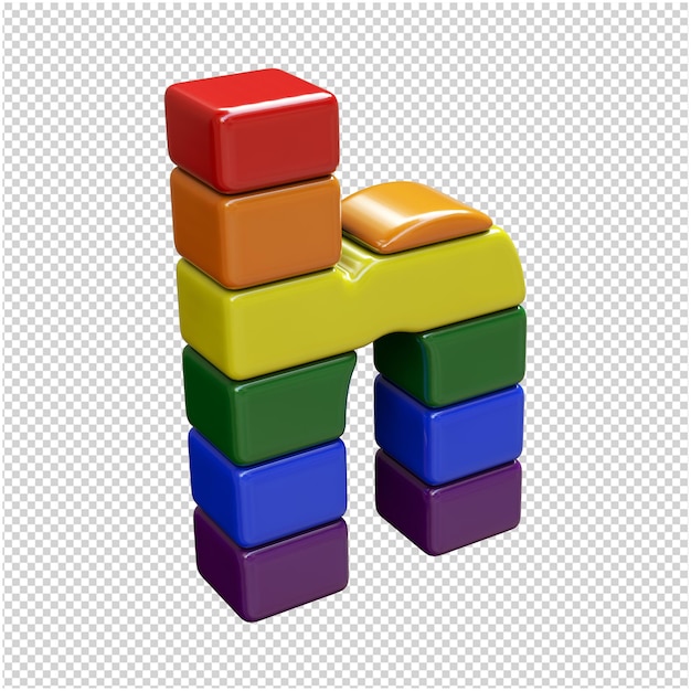 Litery Z Kolorów Flagi Lgbt Zwrócone Są W Prawo. 3d Litera H