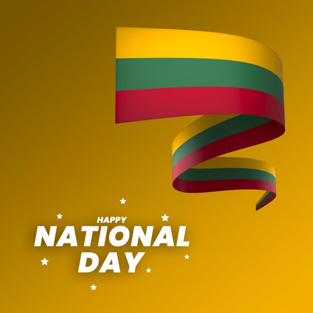 Lithuania flag element design national independence day banner ribbon psd